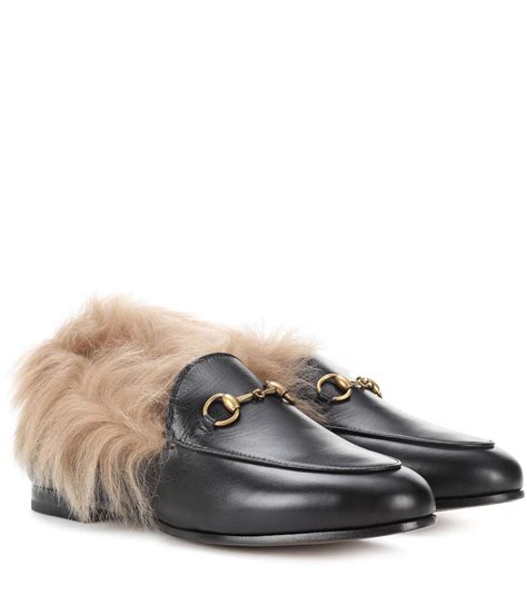 gucci black loafers|gucci fur loafers women's.